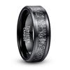 8mm Black Tungsten Ring with Electroplated Imitation Meteorite Inlay for Men