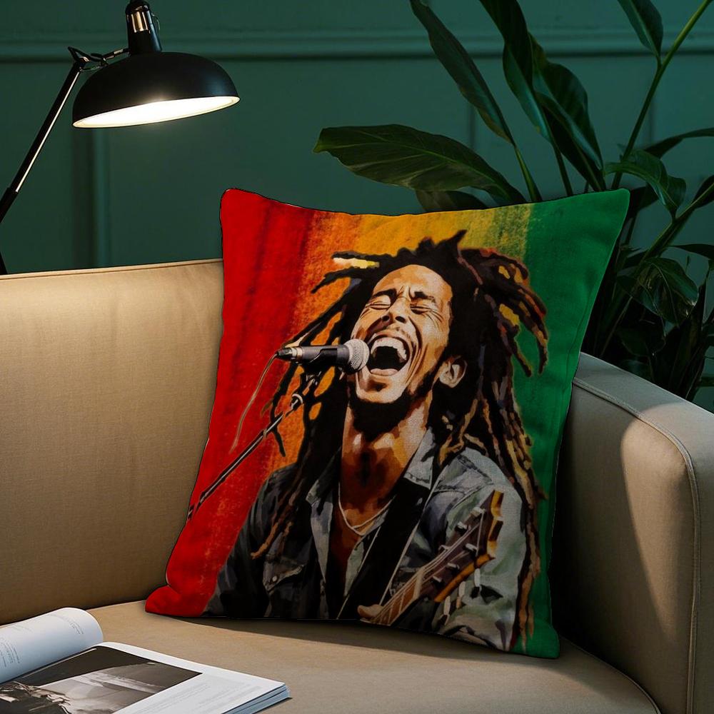 Reggae Rock Bob Marley Pillow Case Plush Fabric Soft Pillowcase Double Sided Print Sofa Cushion Cover Throw