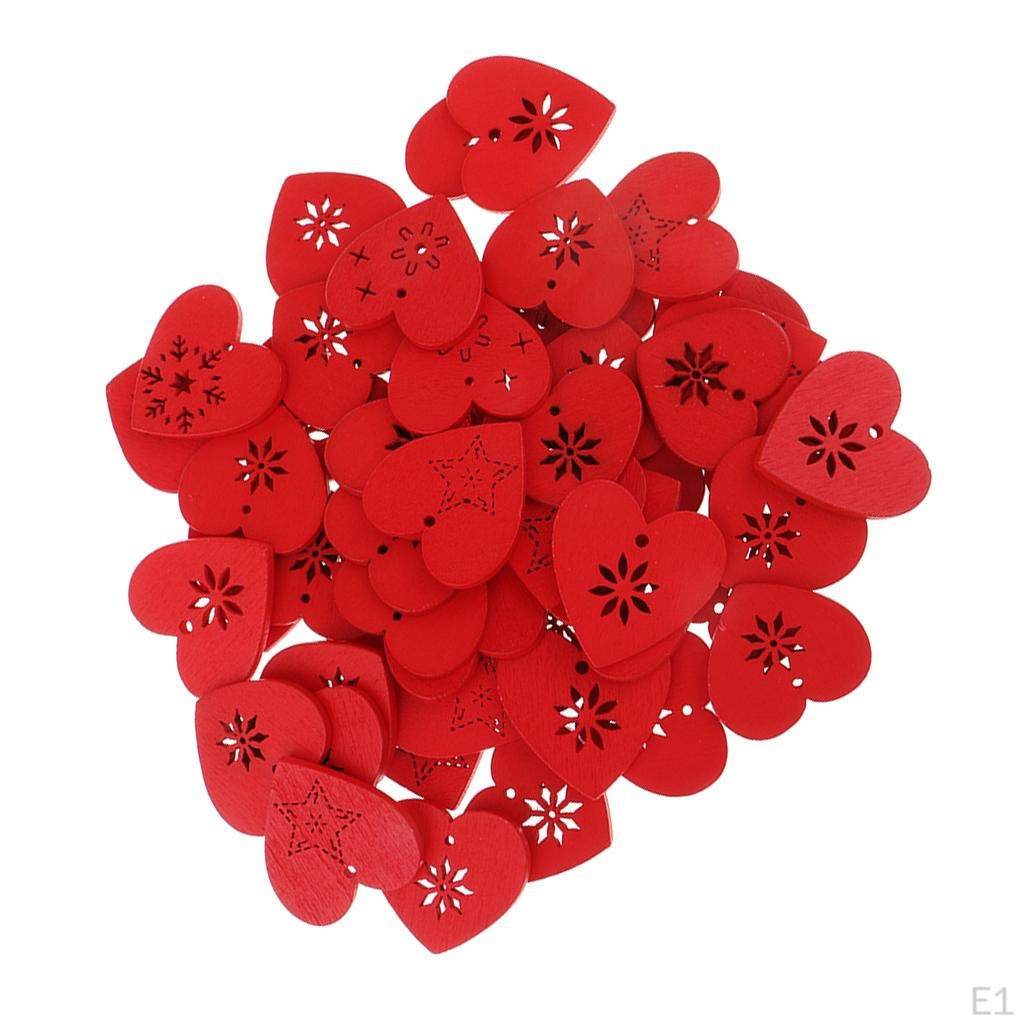50 Piece Heart Shape Engraving Wooden Christmas Party Ornament Gift Tags Label Embellishments