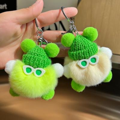 Niedliches Rexkaninchenhaar Kleine Kohlekugel Taschenanhänger Schultasche Hässliches Ding Puppenanhänger Cartoon-Puppe Autoschlüsselanhänger