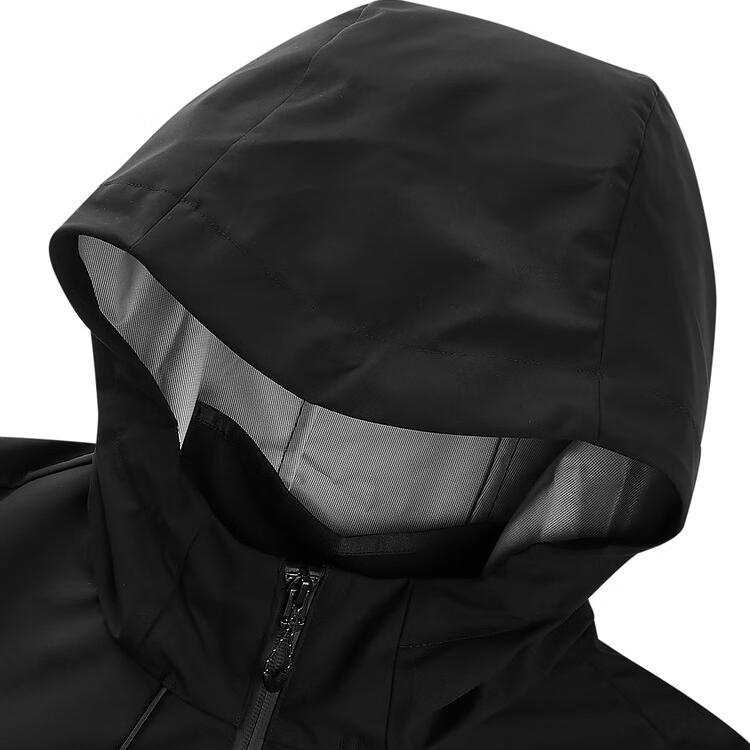 Skechers Hooded Water-Resistant Zipper Comfortable Waterproof Windproof Warm Shell Jacket Men jackets Carbon-Black P424M027-0018