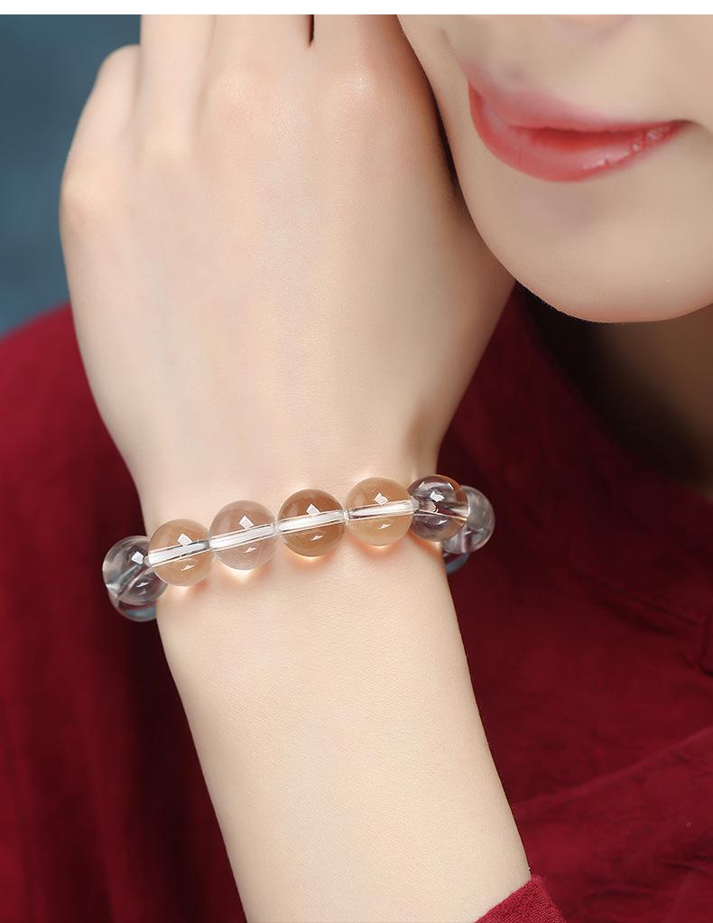 Clear Donghai White Crystal Bracelet - Round Beads, Unisex