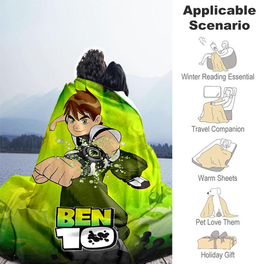 1pc Ben10 Alien Outdoor Blanket Lightweight Flannel, All-Season Use for Sofa, Bed, Travel, Camping, Living Room, Office, Couch057
