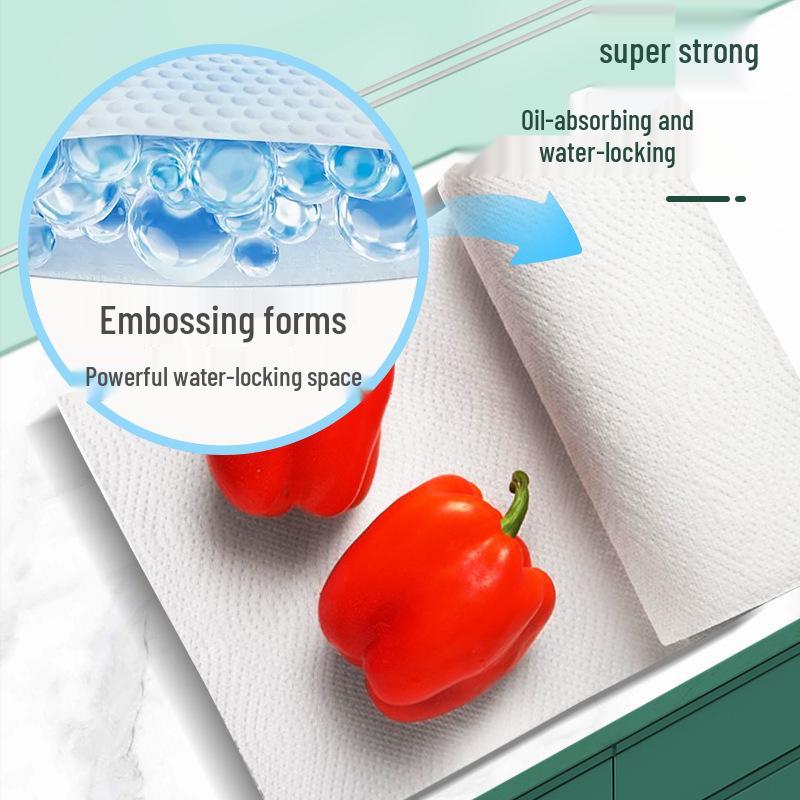 Qixing Bamboo Pulp Kitchen Tissues: Oil & Water Absorbent, 10 Rolls.