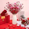 1-10PCS Valentines Artificial Flowers Red Realistic Heart Shape Berry Bead Stems DIY Decor Tabletop Party Home Decoration