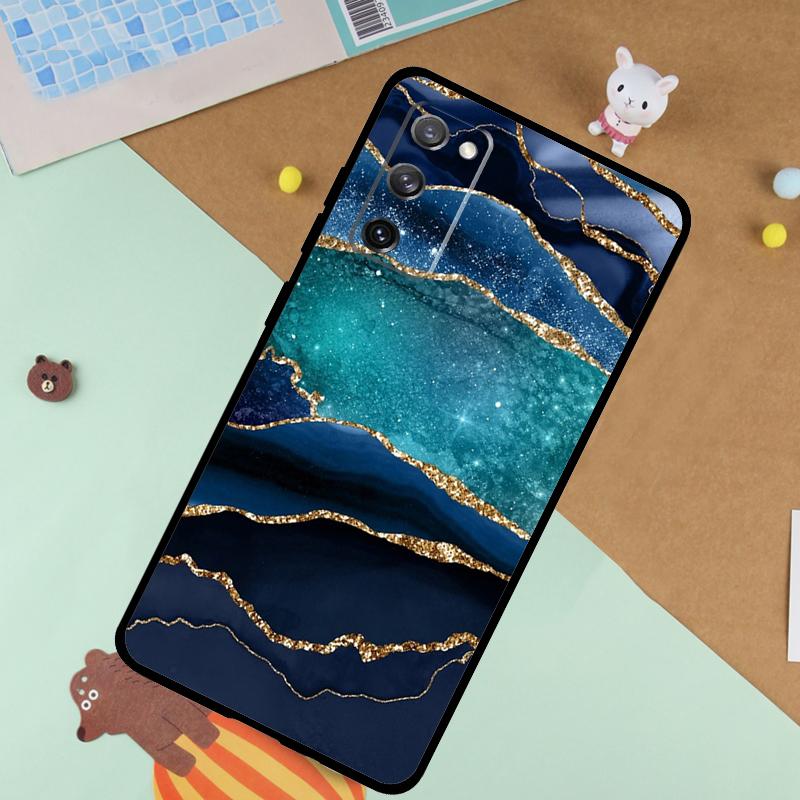 

Gold Indigo Faux Malachite Soft Case For Samsung Galaxy S25 Ultra S9 S10 S20 FE S21 S22 S23 Plus S24 Ultra Funda Cover Galaxy S24 FE