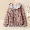 Women's Loose Straight Tube Coat Jacket Light White Hooded Duck Down Single Breasted Autumn Winter