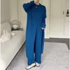Lazy large size split two-piece sweater autumn and winter new wide-leg pants medium and long pullover knitted sweater set