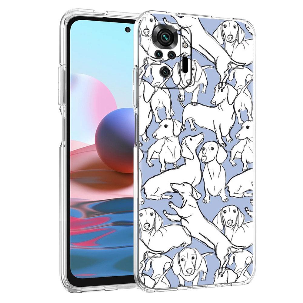 Clear Case For Xiaomi Redmi Note 10 9 8 Pro 9S 10S 7 K40 9A 8T 9C 9T 8A Silicone Phone Cover Soft Shell Dachshund Silhouette Dog