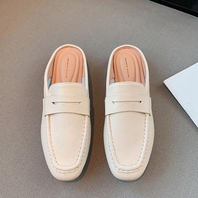 Spring Summer Women Mules Slip On Flat Loafers Closed Toe Moccasins Fashion Comfy Pu Leather Backless Mules Slides Casual Shoes