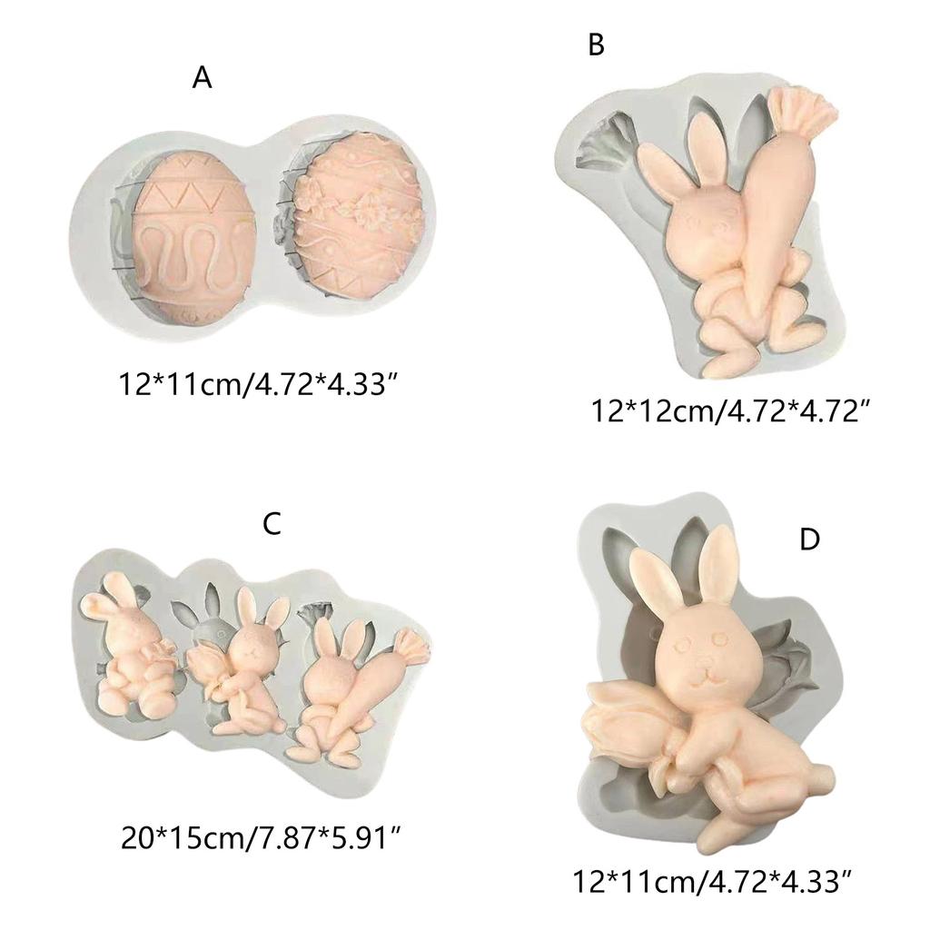 Cute Easter Egg Bunny Fondant Chocolate Mould Cake-Topper Baking Tool Handmade Soap Silicone Ornament Mold Easy To Clean