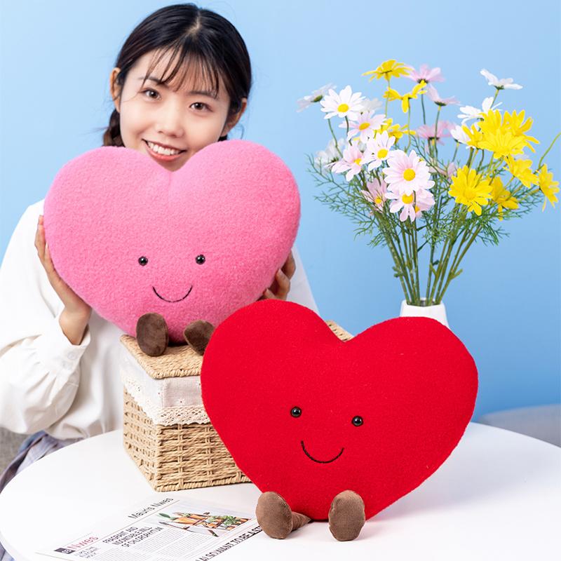 Rotes Liebesherz Plüschtier Stofftier Fliegenflügel Plüschspielzeug Plüsch Rosa Herz Büro Deko Kissen für Mädchen Nickerchen Schlafkissen für Sie Geschenk