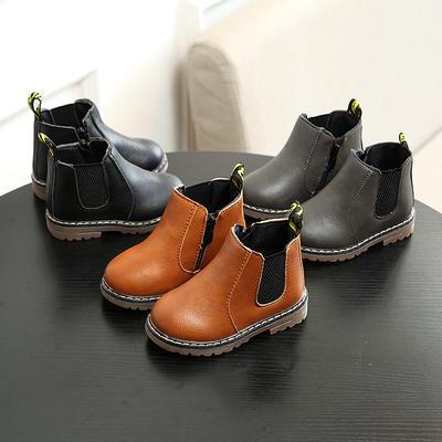Mode Retro Herbst und Winter Neue Kinderschuhe Echtes Leder Kurze Stiefel Britische Lederstiefel