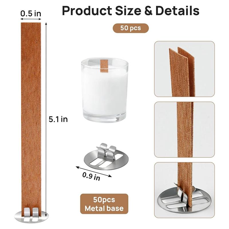 Good-Wooden Candle Wicks 100 Wooden Wicks  For Candle Making, Candle DIY Craft A 1Set