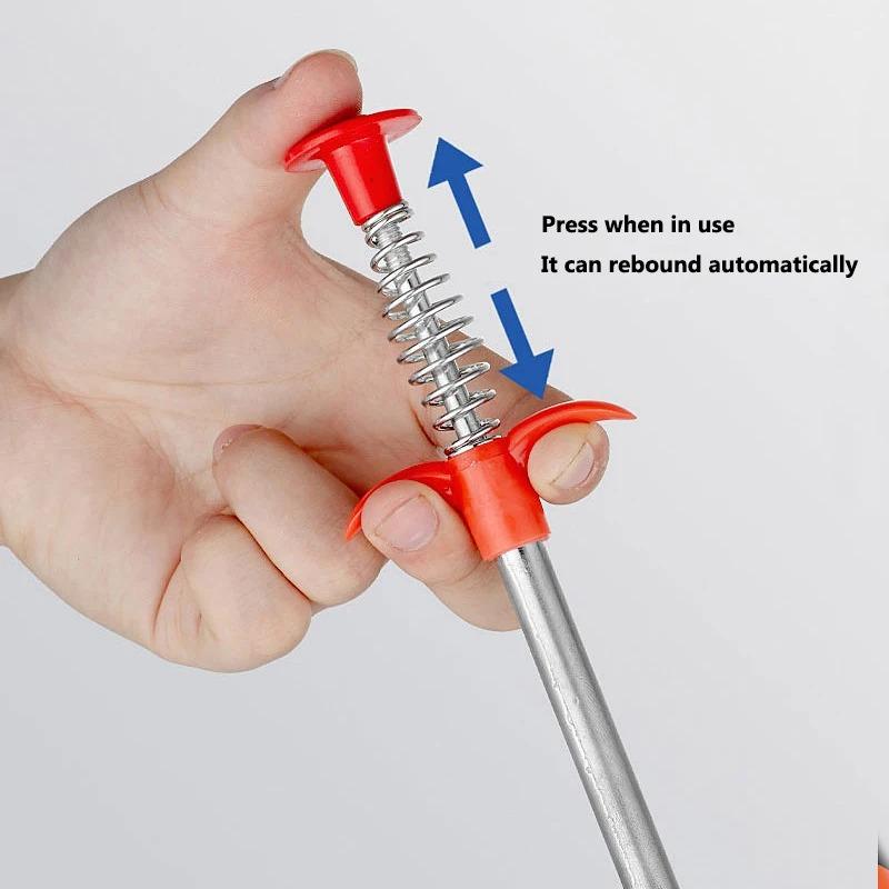 60cm Spring Pipe Dredging Tools, Drain Snake, Drain Cleaner Sticks Clog Remover Cleaning Household for KitchenBending Sink Tool