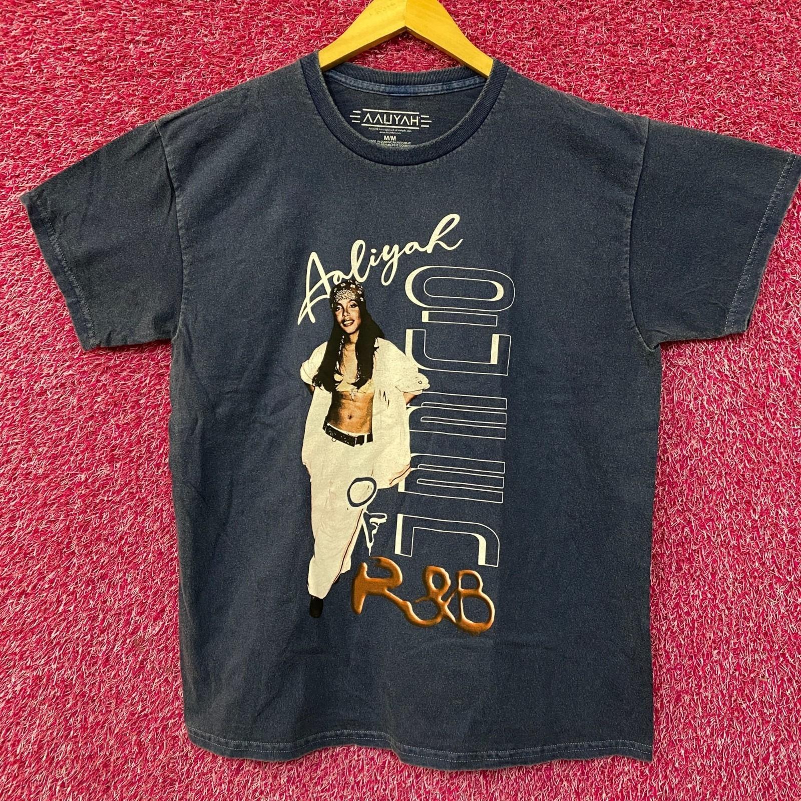 Aaliyah RB Vintage-Style Washed Blue T-Shirt Medium S