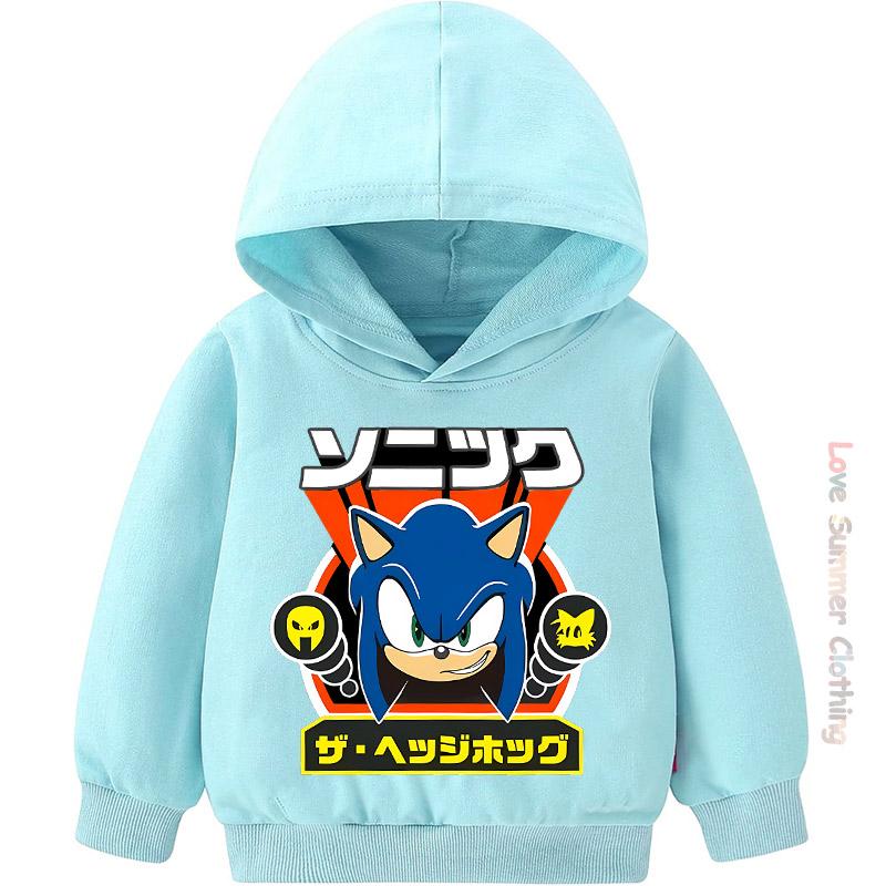 Popular Kids' Character Hooded Sweatshirt Ages 4-14 Sonic HD Print Boys Pullover Girls Hedgehog Fall Hoodie Long Sleeve New Arrivals for Autumn