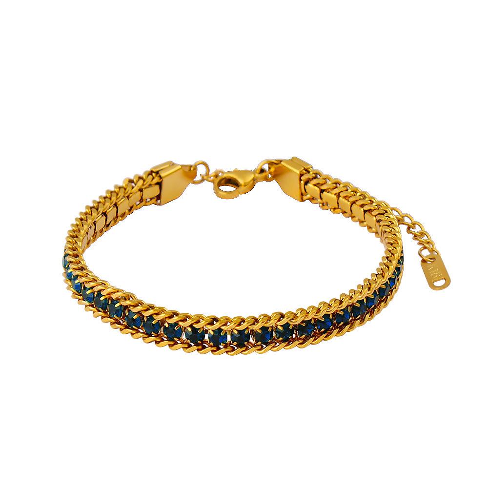 Pulsera en Capas de Acero Inoxidable y Oro de 18 Quilates con Circonita: Joyería Colorida y Versátil para Mujer