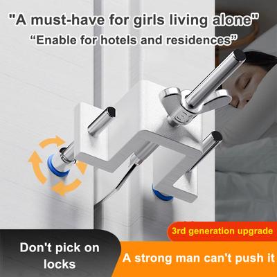Portable Door Lock Dual Nut Adjustment Body Hotel Door Locks Self-Defense Door Stop Travel Anti-Theft Door Stopper Safety Lock