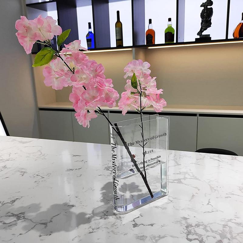Clear Book Shaped Vase Clear Acrylic Vase Cultural Flavor Decor Acrylic Vase Clear Flower Arrangement Vase Modern Home Decor