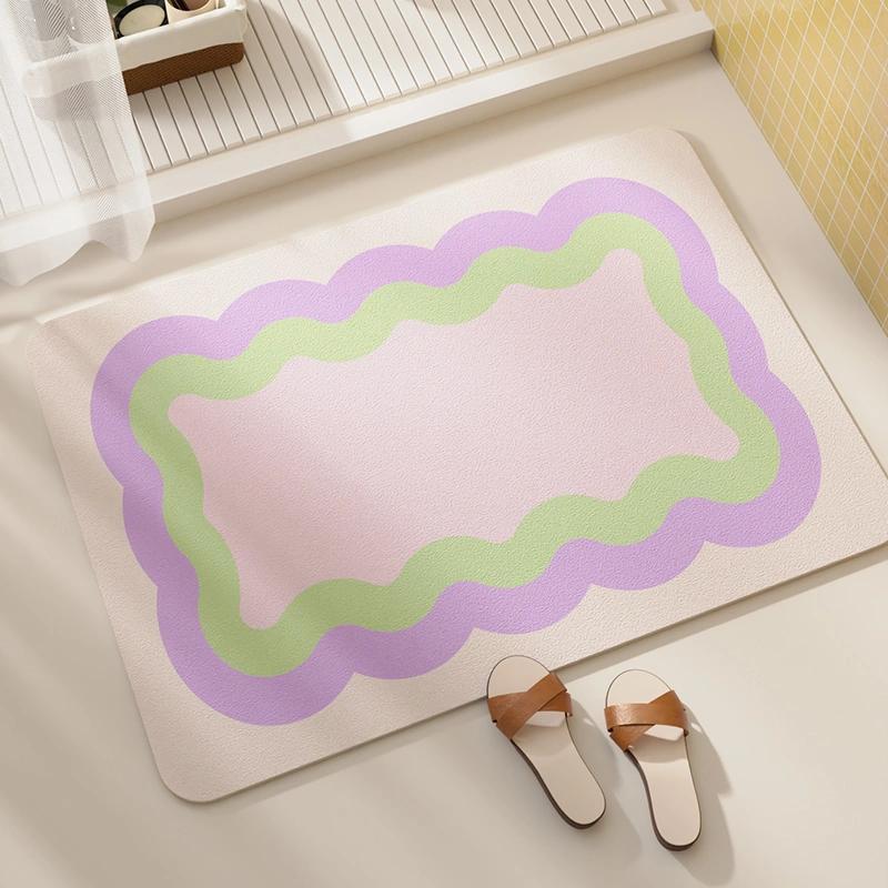 Krämfärgad Vind Diatomitlera Golvmatta Badrum Snabbtorkande Halkfri Golvmatta Badrum Vattenabsorberande Dörr Badrum Smutsavvisande Golvmatta