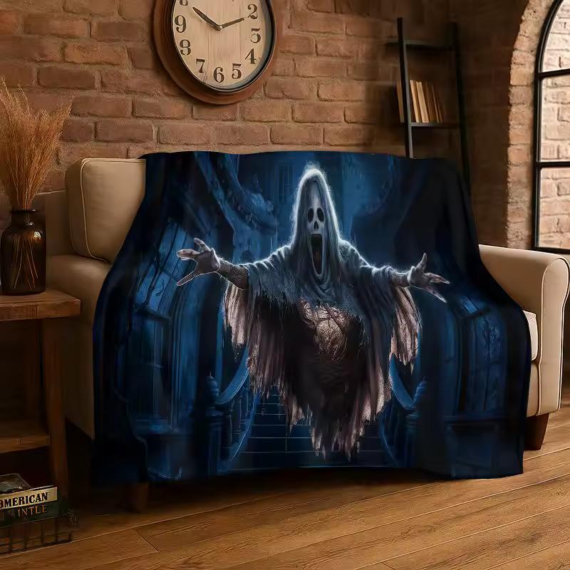 Terrifying Ghost Demon Skull Gothic Flannel Blanket Soft Throw Blanket for Bedroom Living Room Bed Travel Camping Picnic Nap