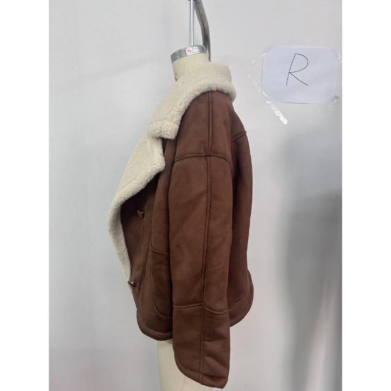 Women European Fashion Loose Warm Vintage Lamb Wool Winter Coat
