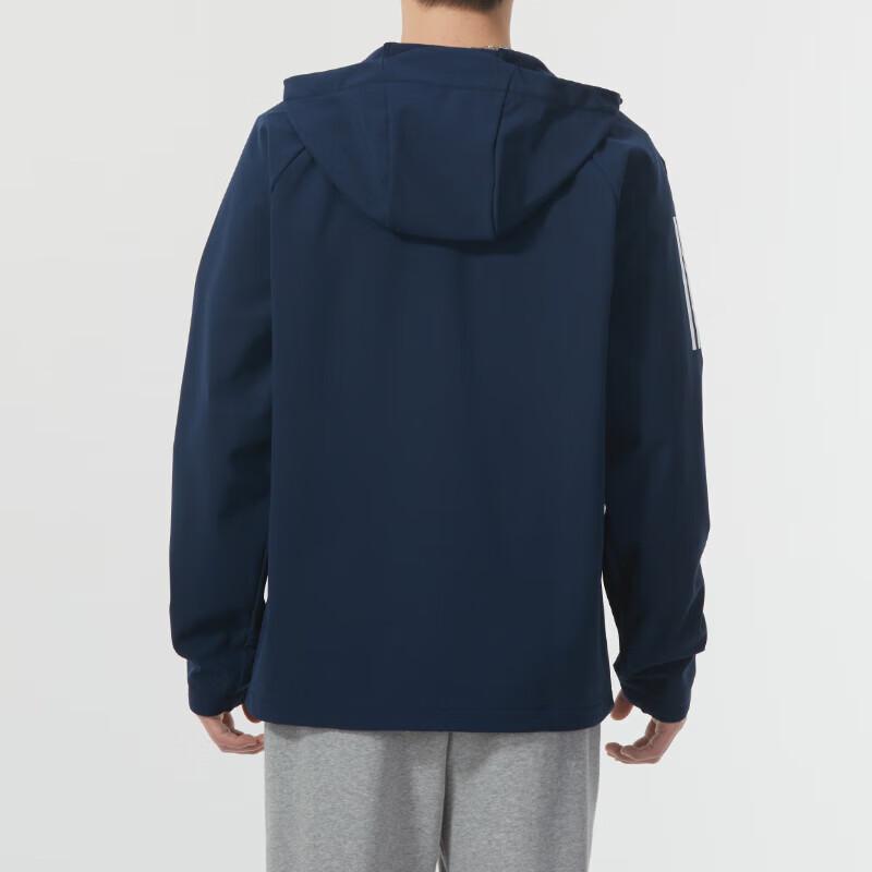 Adidas Striped Logo Print Outdoor Casual Sports Training Jacket Men Jacket Dark-Blue JE3553