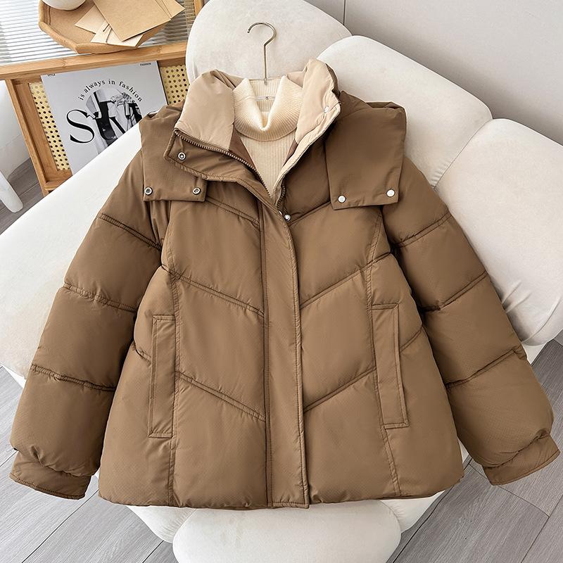 Down cotton jacket women's short 2025 autumn/winter new loose padded jacket hooded cotton jacket thickened jacket