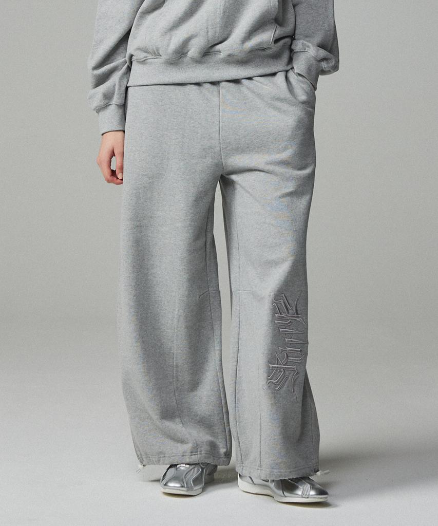 KITTY POTTERY Street Lettering Embroidered Jogger Pants Melange Grey