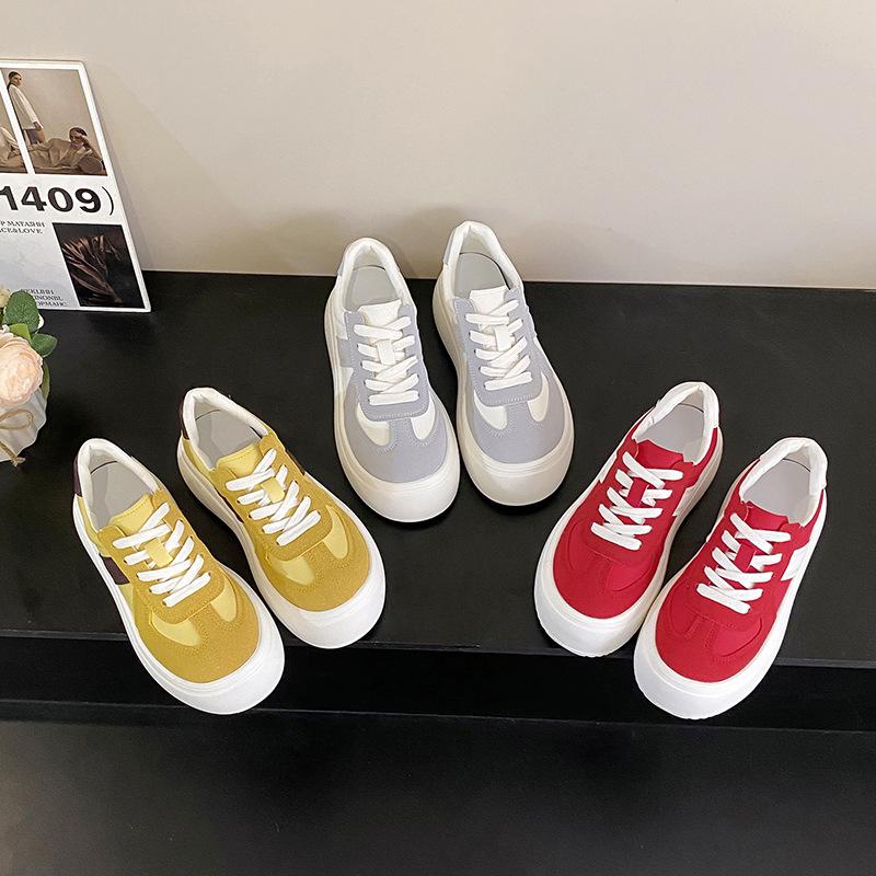 Yunfu~ Ou Ruofeng Thick-soled Heightening Little White Shoes for Women's 2025 New Versatile Casual Board Shoes Color Matching Sports Shoes