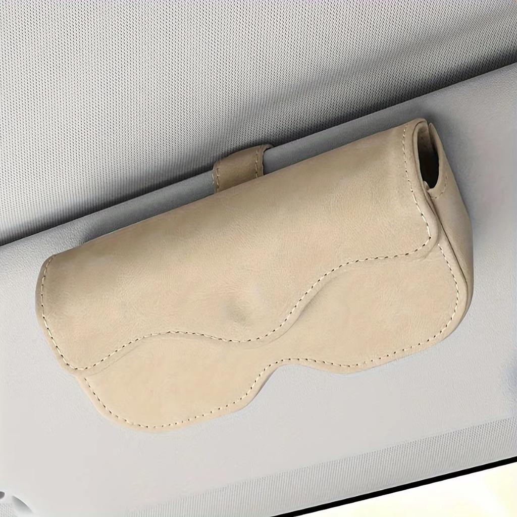 Suede Leather Car Eyeglass Case Automatic Closing Non-slip Auto Sun Visor Glasses Holder Magnetic Multi-functional Eyewear Clips