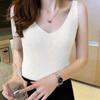 Korean Elegant Shiny Silk V-Neck Sleeveless Versatile Casual Knitted Vest For Women