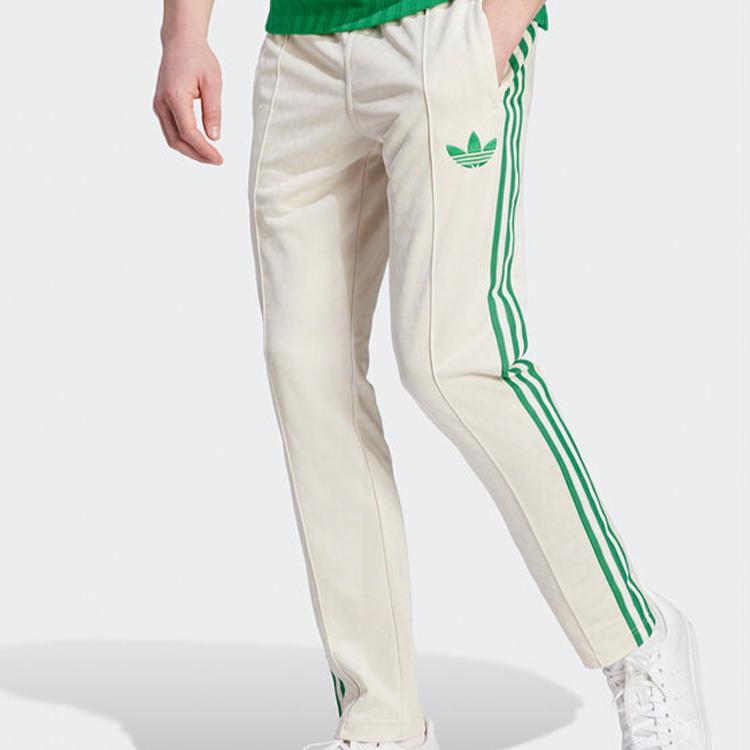 Adidas Originals Trefoil SS23 Striped Logo Print Casual Sweatpants Men Bottoms Ivory IP6984