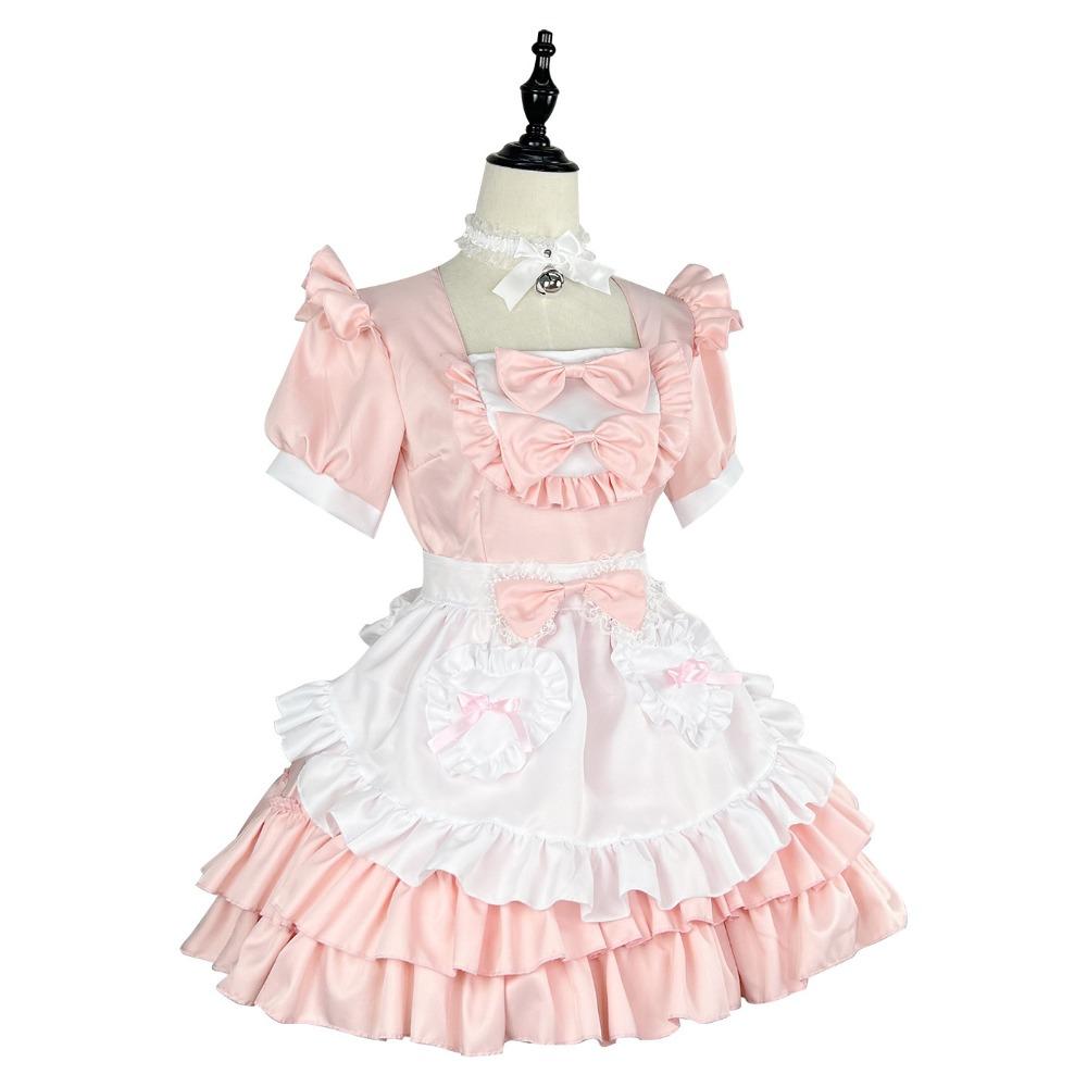 Cosplay Soft Girl Maid Dress Pure Cute Pink Maid Uniform Suit Role Play Skirt