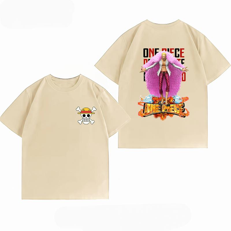 Unisexs Clothing New 100 Cotton Breathable Summer TShirt Bandai One Piece Donquixote Doflamingo Print Casual Streetwear Unisexs Top