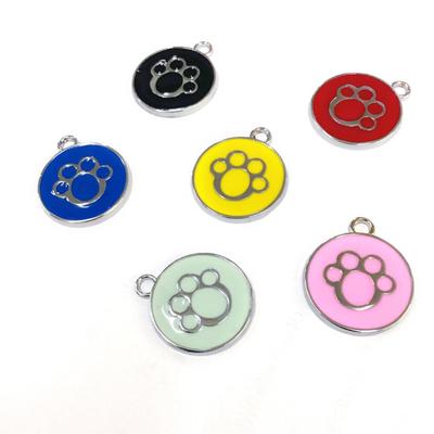 Hunde-/Katzenname, Telefonnummer, graviert, Halsband, Emaille, Pfote, runder Anhänger, Haustier-ID-Tag