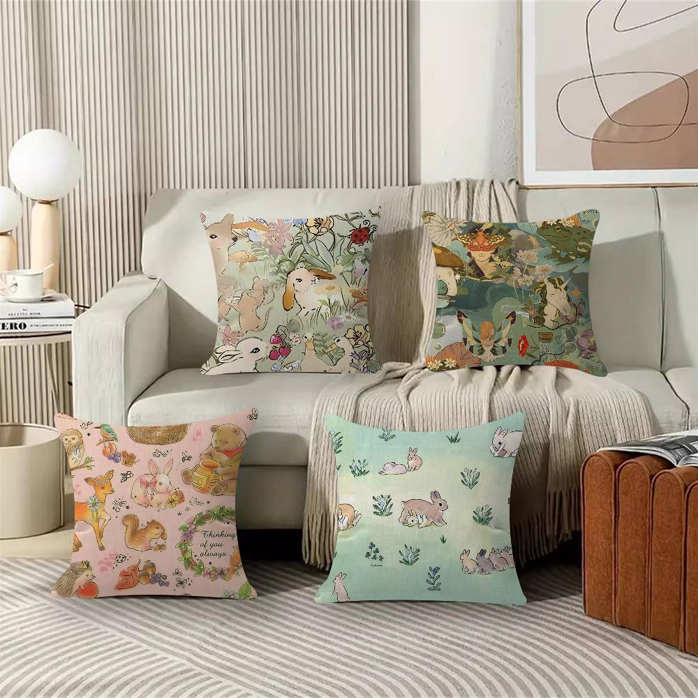 Wildblume Wildwiese Hirsch Ente Kissen Geschenk Heim Büro Dekoration Schlafzimmer Sofa Auto Kissenbezug Hülle 45x45