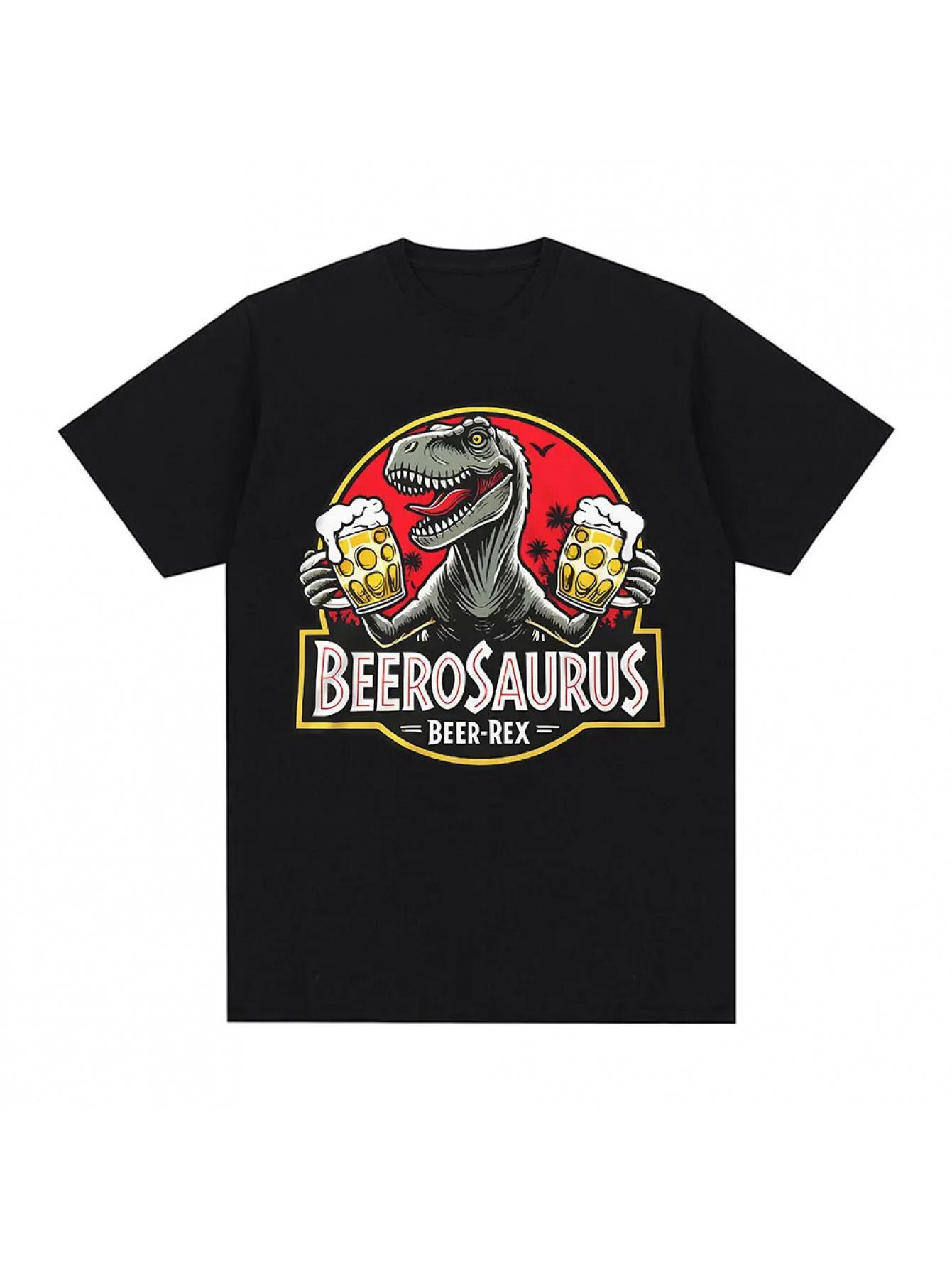 Beerosaurus Comical Beer T-Rex Design Tee XXXXL