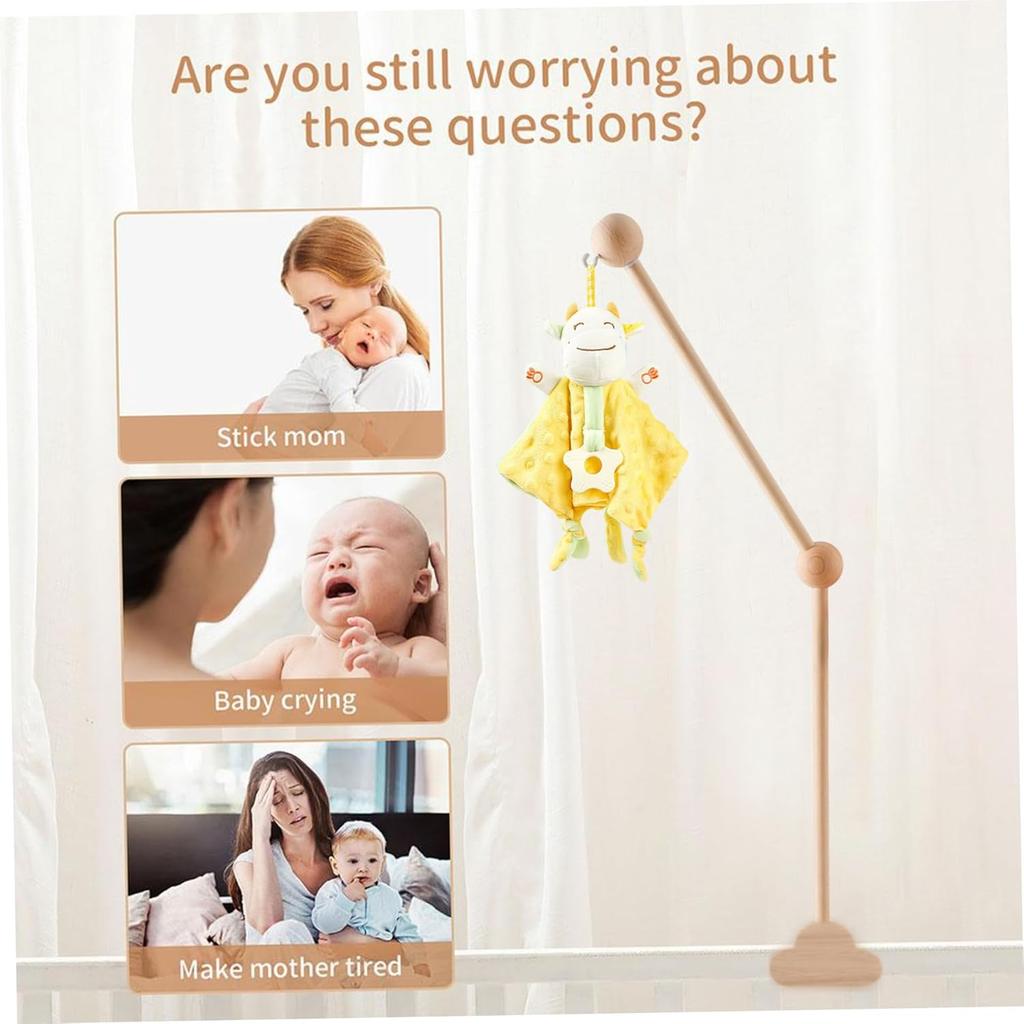 Cot Mobile Arm 27.17inch Wooden Cloud Design Detachable Baby Mobile Hanger Height Adjustable Cute Crib Mobile Arm for Bed Bell Wind Chimes Baby