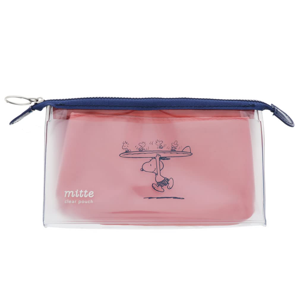 Sunstar Stationery Snoopy Clear Mitte S1424530 Pouch, Gusset, Pink,
