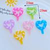 12Pcs New Luminous Heart-Shaped Lollipop Resin Figurine Crafts Flatback Cabochon Ornament Jewelry Making Hairwear Accessories