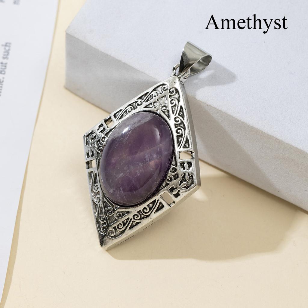 1Pc, Reiki Healing Crystal Pendants Charms, Elegant Rhombus Natural Gemstone Pendant Necklace - Unique Handmade Jewellery, DIY Gifts for Women Men