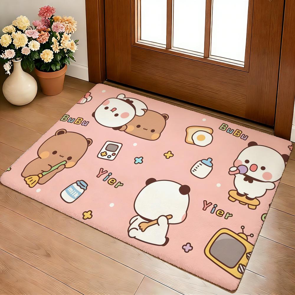 Bubu and Dudu Cute Floor Mat Cozy Flannel Soft Thick Non-Slip Mat for Living Room Bedroom Kitchen Decor Rugs