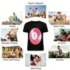 Gradient Pink No.7 Billiard Ball Print Casual T-Shirt Unisex Loose Trendy Crewneck Top Pure Cotton T-shirt