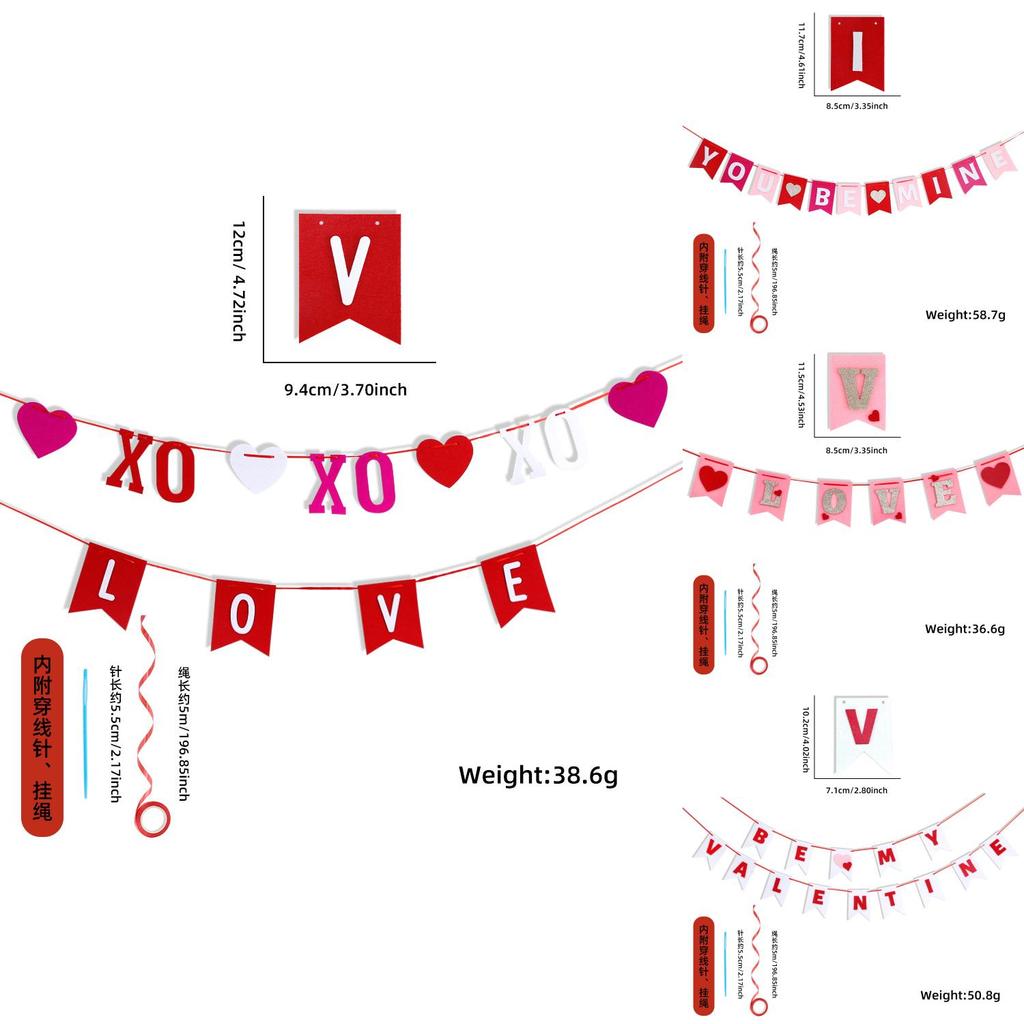 Romantische Liebesbanner Dekorationen für den Valentinstag Sei mein Valentin und du sei mein Filzbanner für festliche Atmosphäre