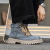 Breathable Men Boots Winter Denim Cloth Mens Ankle Boots Retro Work Boots Platform Men Casual Shoes Handmade High Top Shoes