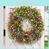 Livfulla konstgjorda blomsterkransar i flera storlekar, perfekta för säsongsbetonad dekoration
