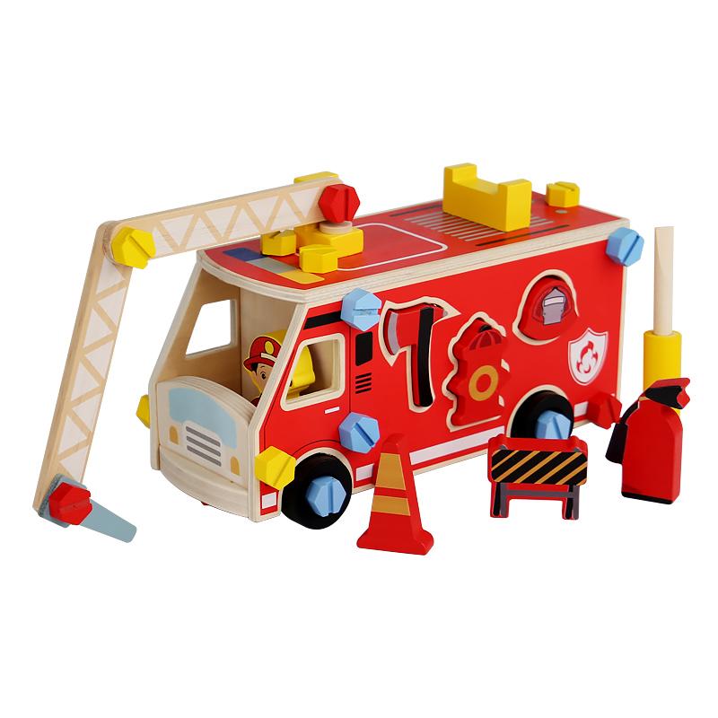 Montessori Wooden Toys Children Fire Station Police Station Simulation Toy Pretend Play Tools Construction Toy Motor Skills Kids