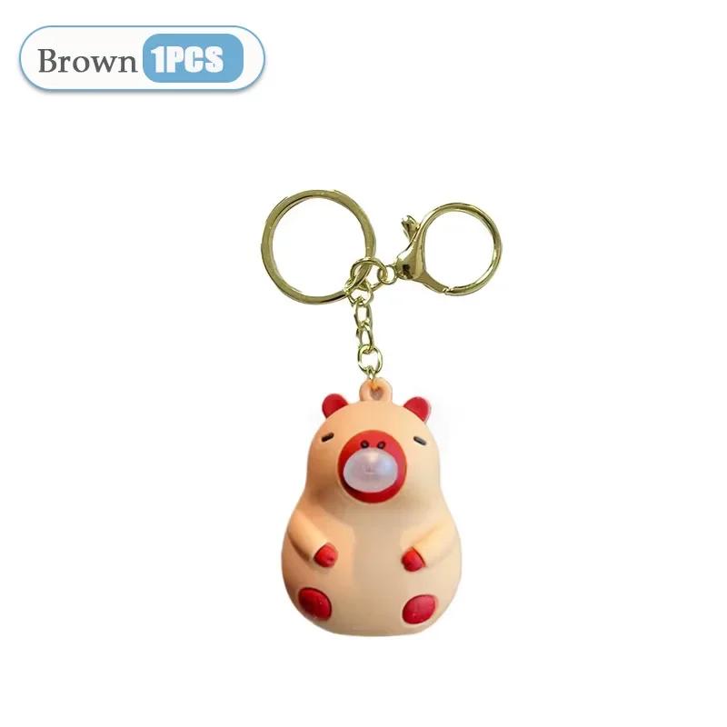 Capybara Doll Pinch Music Keychain Toys Squeeze Spit Bubble Decompression Toy Children's Schoolbag Doll Pendant Decoration